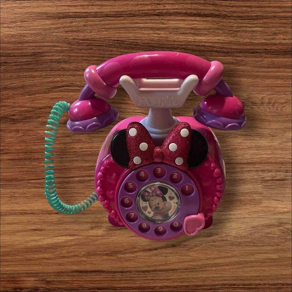 Disney Minnie Mouse Pink Interactive Toy Telephone Lights Sounds - Tested Works